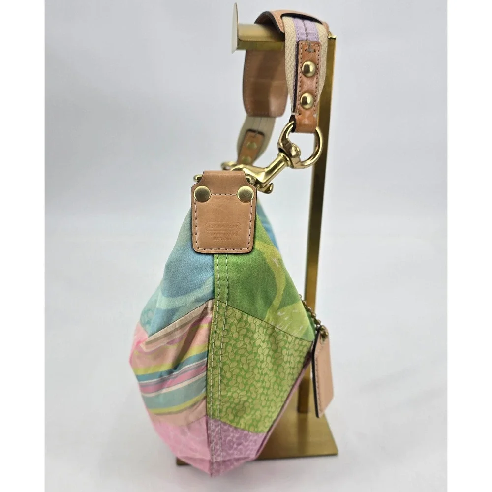 Coach Patchwork Signature Hobo Shoulder Bag Pink Floral Y2K Boho 2000s